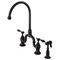Kingston Brass KS7790TALBS Bridge Kitchen Faucet with Brass Sprayer, Matte Black KS7790TALBS - alternate 1